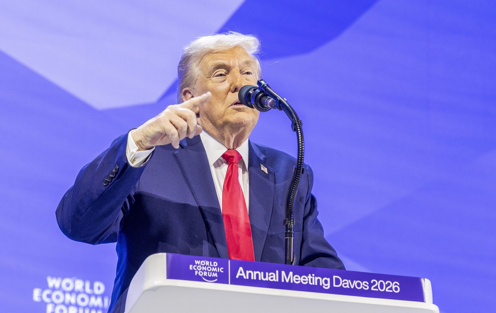 2026年のダボス会議で演説するドナルド・トランプ米大統領。写真：WEF