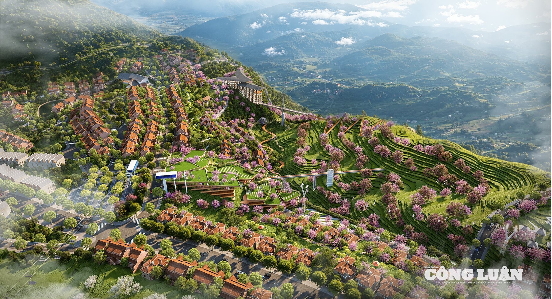 Phối cảnh dự án Khu đô thị sinh thái Đồi chè Ô Quý Hồ EcoSapa