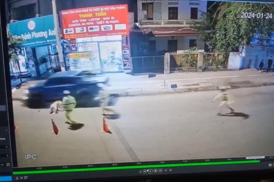 Bắc Giang:Tài xế ô tô thông chốt, tông bị thương Cảnh sát giao thông