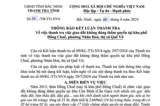 TX Quế Võ (Bắc Ninh): Chính quyền xã buông lỏng quản lí đất đai, để cán bộ thôn giao đất trái thẩm quyền!