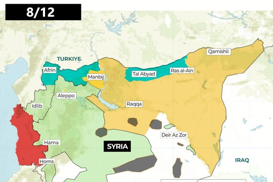 Bản đồ 11 ngày quân nổi dậy lật đổ chính quyền Syria