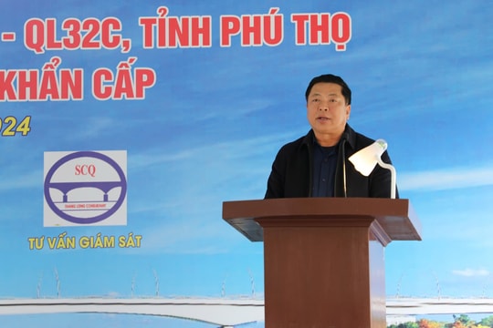 Triển khai thi công Dự án đầu tư xây dựng cầu Phong Châu mới theo phương châm "3 ca", "4 kíp"