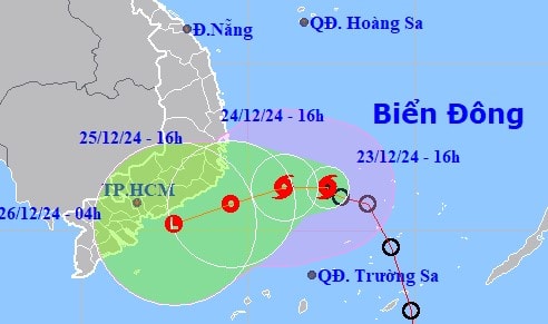 Bão số 10 hướng về vùng biển từ Phú Yên đến Bà Rịa-Vũng Tàu