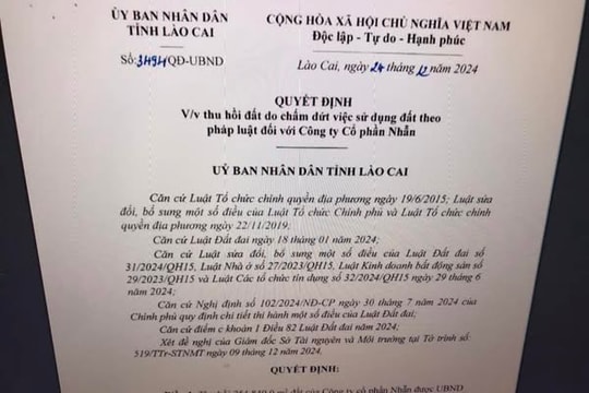 Thu hồi trên 25 ha đất của một doanh nghiệp tư nhân khai thác vàng ở Lào Cai