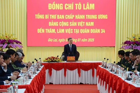 Tổng Bí thư Tô Lâm thăm cán bộ, chiến sĩ Quân đoàn 34