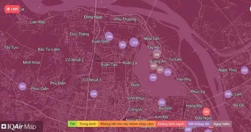 Hà Nội: 4 trạm quan trắc không khí ghi nhận ở mức nguy hiểm