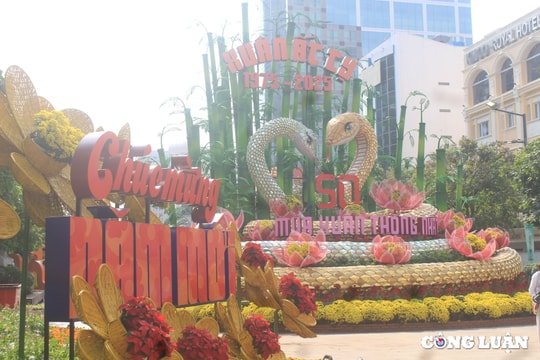 TPHCM: Đường hoa Nguyễn Huệ Tết Ất Tỵ 2025 dần lộ diện đầy ấn tượng