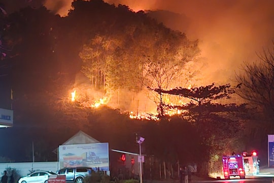 Phú Thọ: Cháy rừng gần cây xăng