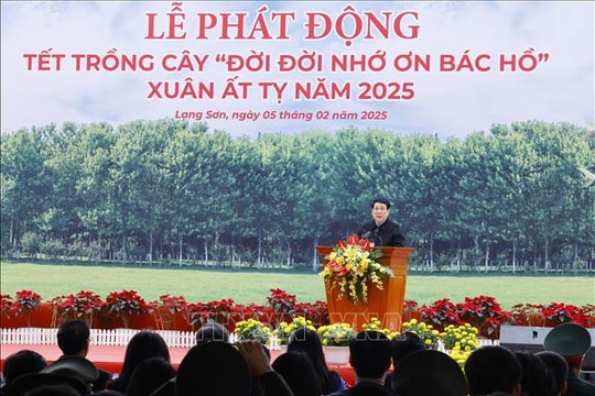 Chủ tịch nước Lương Cường dự 'Tết trồng cây Đời đời nhớ ơn Bác Hồ' tại tỉnh Lạng Sơn
