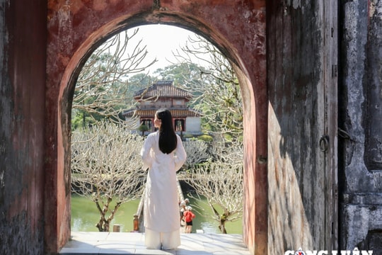 Du khách thích thú chụp ảnh 'sống ảo' ở di sản cố đô Huế