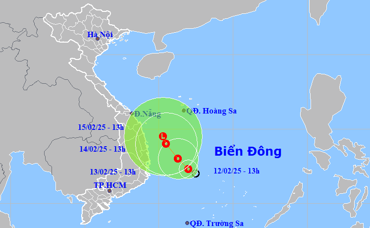 Áp thấp nhiệt đới gió giật cấp 8, đang di chuyển theo hướng Tây Bắc