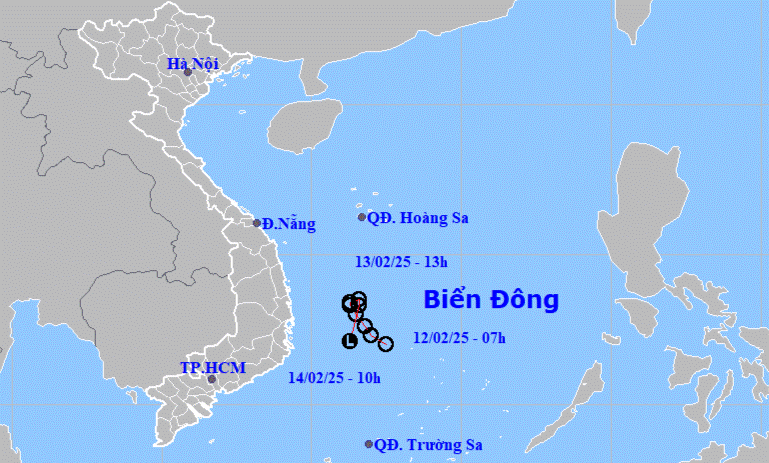 Áp thấp nhiệt đới đầu tiên năm 2025 đã suy yếu thành vùng áp thấp trên Biển Đông