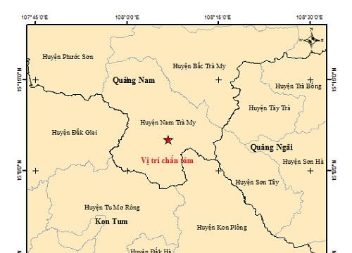 Quảng Nam: Động đất 3,5 độ gây rung lắc mạnh ở Nam Trà My