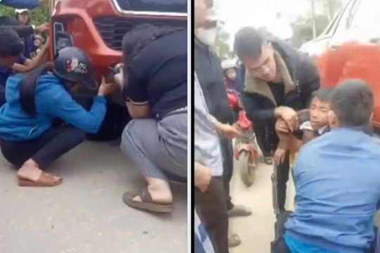 Nam sinh tại Hà Tĩnh thoát chết thần kỳ dưới gầm xe bán tải