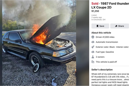 Ô tô cháy? Không thành vấn đề, hãy chụp lại, đăng lên mạng xã hội và bạn sẽ bán được nó dễ dàng