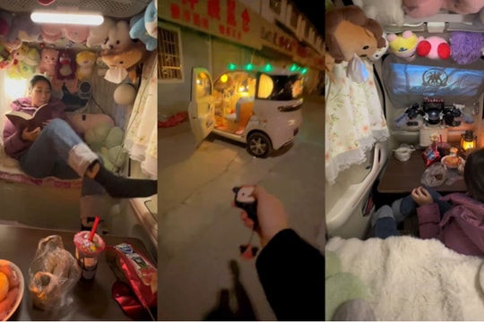 Người phụ nữ biến chiếc xe điện mini thành ngôi nhà tí hon của mình