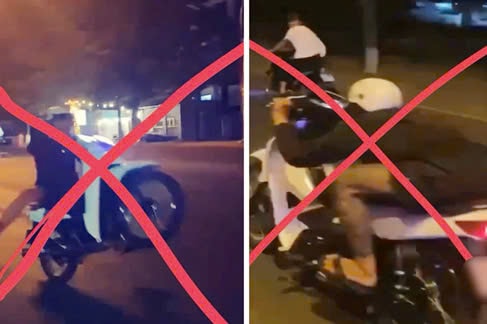 Kon Tum: Nam thiếu niên điều khiển xe máy bốc đầu, vượt đèn đỏ rồi nhờ bạn quay clip đăng lên mạng
