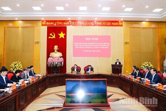 Đoàn kiểm tra của Bộ Chính trị, Ban Bí thư làm việc với Ban Thường vụ Tỉnh ủy Ninh Bình