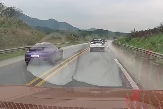 Công an vào cuộc xác minh clip đoàn xe sang Porsche lấn làn, vượt ẩu trên cao tốc