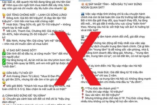 Công an Thái Bình cảnh báo chiêu trò tung tin đồn sáp nhập tỉnh để "thổi" giá bất động sản