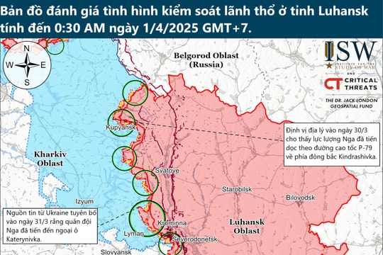 Bản đồ cho thấy bước tiến của Nga trên chiến trường