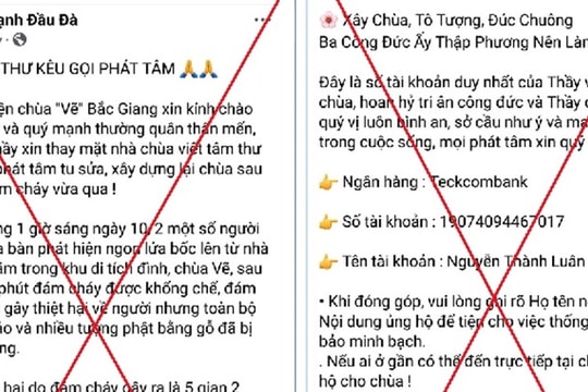Kẻ gian lợi dụng việc chùa Vẽ bị cháy để lừa đảo