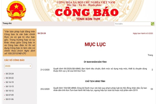 Văn bản quy phạm pháp luật phải được đăng tải toàn văn, kịp thời, chính xác trên công báo điện tử
