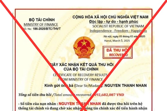 Bộ Tài chính cảnh báo giả mạo để lừa đảo chuyển tiền