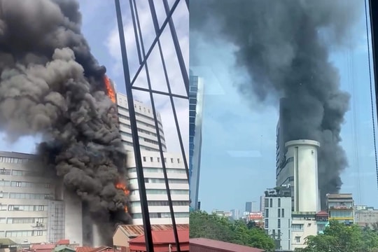 Hà Nội: Tòa nhà 18 tầng ở đường Thái Hà xảy ra cháy lớn
