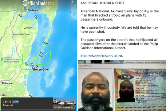 Người hùng tiêu diệt kẻ cướp máy bay táo bạo ở Belize