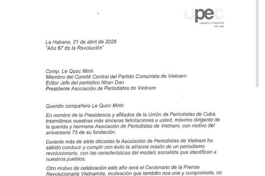 Cuba chúc mừng Hội Nhà báo Việt Nam nhân kỷ niệm 75 năm ngày thành lập