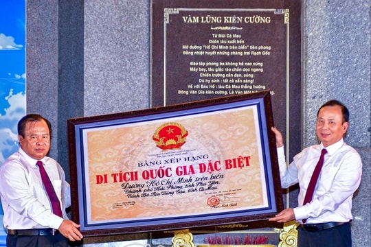 Cà Mau nhận Bằng xếp hạng di tích quốc gia đặc biệt đường Hồ Chí Minh trên biển