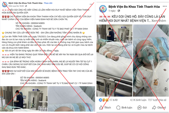 Nở rộ Fanpage giả mạo bệnh viện lừa đảo, chiếm đoạt tiền từ thiện
