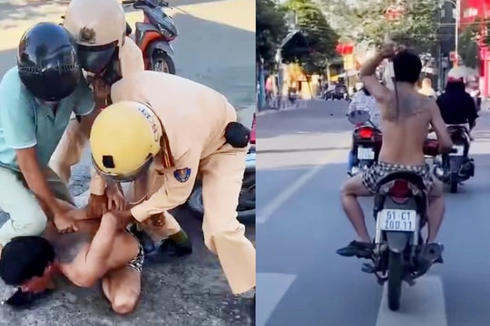 Tạm giữ người đàn ông cầm rựa 'múa' giữa phố ở Bình Dương