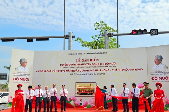 Hải Phòng gắn biển tuyến đường mang tên cố Tổng Bí thư Đỗ Mười