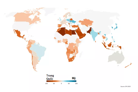Bản đồ thăm dò cho thấy nhiều quốc gia thích Trung Quốc hơn Mỹ
