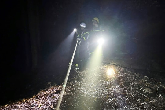 Giải cứu thành công 5 người mắc kẹt trên đỉnh núi Hàm Lợn trong đêm