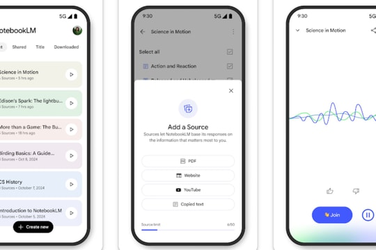 Google ra mắt ứng dụng ghi chú và tạo podcast NotebookLM dành cho điện thoại
