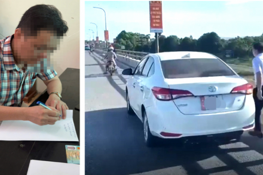 Tài xế dừng xe trên cầu thả đồ xuống sông, bị phạt 13,5 triệu đồng