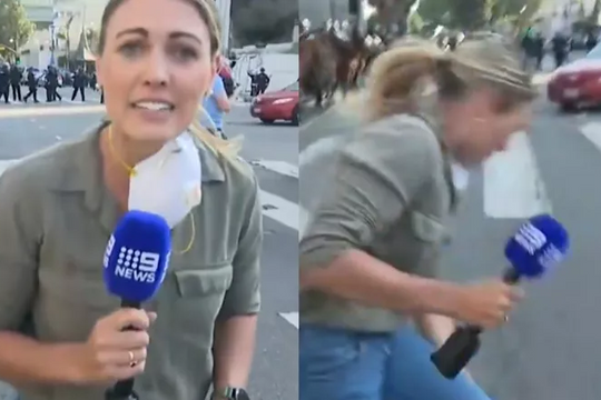 Khoảnh khắc nhà báo Úc trúng đạn trong cuộc biểu tình ở Los Angeles