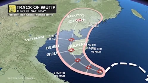 Bão Wutip (Bão số 1) đang hướng đến Trung Quốc với mưa lớn, gió mạnh