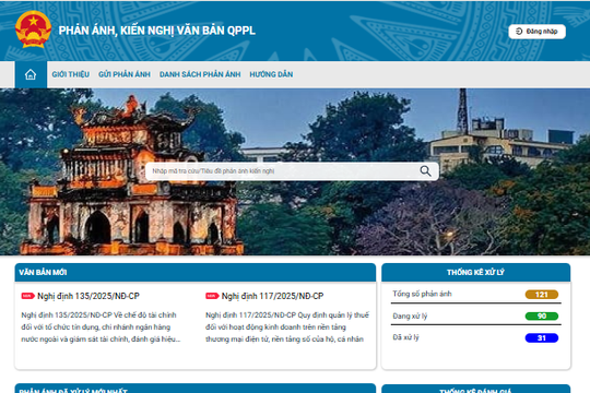 Hoàn thành tích hợp Hệ thống tiếp nhận, xử lý phản ánh, kiến nghị về văn bản quy phạm pháp luật trước 20/6/2025