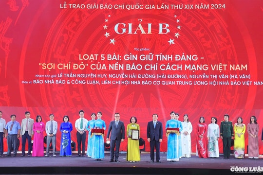 Báo Nhà báo và Công luận đoạt Giải B Giải Báo chí Quốc gia với tác phẩm 'Gìn giữ tính Đảng – 'Sợi chỉ đỏ' của nền Báo chí Cách mạng Việt Nam'