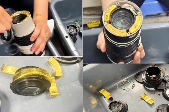 Hải quan Nội Bài phát hiện gần 2kg kim loại nghi là vàng, giấu trong ống kính máy ảnh