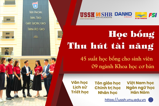 Trường Đại học Khoa học Xã hội và Nhân văn tiếp tục cấp học bổng Thu hút tài năng cho sinh viên 9 ngành khoa học cơ bản