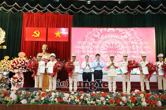 Công bố quyết định thành lập 104 Công an xã, phường ở Hưng Yên