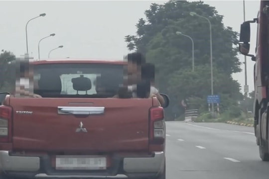 Hà Nội: Xử phạt tài xế chở trẻ nhỏ trên thùng ô tô bán tải