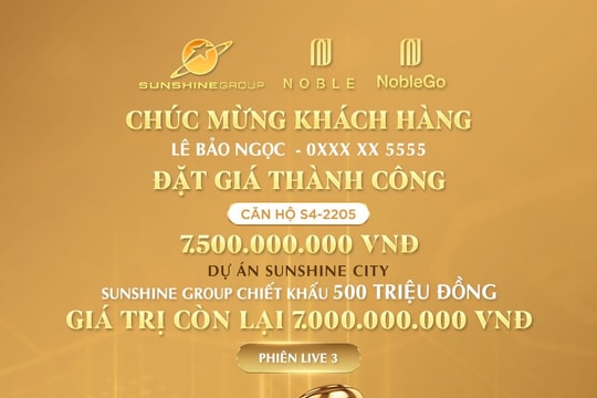 Phiên livestream đặt giá NobleGo tối 8/7: Khách sở hữu căn hộ cao cấp Sunshine City rẻ hơn 2 tỷ đồng