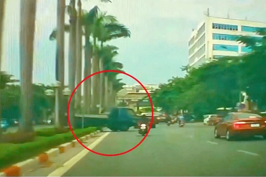 Tài xế xe tải bị phạt 5 triệu đồng vì leo dải phân cách trên đường Lê Đức Thọ