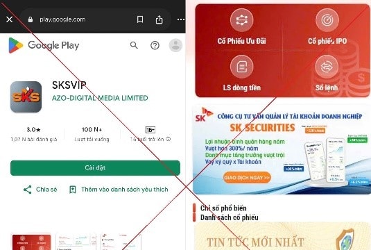 Mất hàng tỷ đồng khi tham gia ứng dụng giao dịch chứng khoán giả mạo SKSVIP